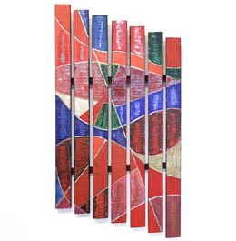 Painting, Composition graphique, art brut coloré sur palette bois, Alain Ciavaldini
