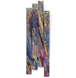 Painting, Tokyo - Composition graphique, art brut coloré sur palette bois, Alain Ciavaldini