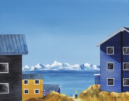 Painting, Village du Groenland - Architecture et montagne, Marie Calvez-Blais