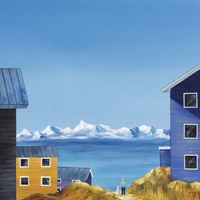 Peinture, Village du Groenland - Architecture et montagne, Marie Calvez-Blais
