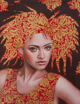 Painting, Rouge et or, Sylvie Julkowski-Egard