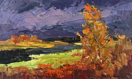 Gemälde, Autumn Landscape with a View of the River, Boris Serdyuk