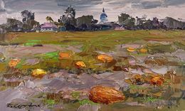 Gemälde, Autumn has come to the pumpkin field, Boris Serdyuk