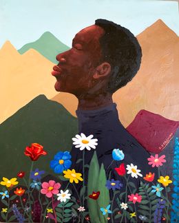 Peinture, Echoes of the Mind 2 - 21st Century, Contemporary, Figurative Portrait, Floral, Faith Gbadero