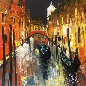 Peinture, Promenade romantique a venise, Louis Magre
