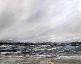 Painting, Grey Serenity. Coastal Stormy Ocean Art, Tatiana Malinovscaia