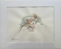 Painting, Sparrow Bird Watercolor on Paper Handmade Painting, One of a Kind, Artyom Abrahamyan