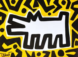 Gemälde, Yellow dog (a tribute to Haring), Dr. Love