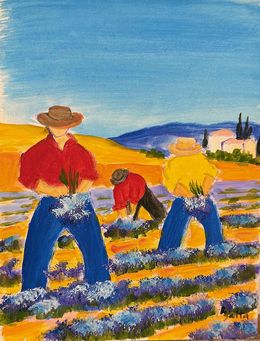 Painting, Le coupeur jaune Gouache, Claude Balta