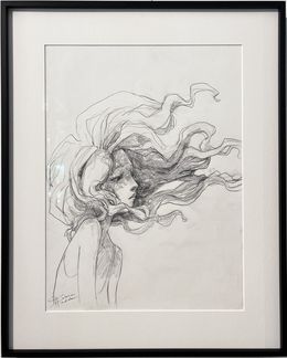 Fine Art Drawings, Tête bouclée profil, Valérie Hadida