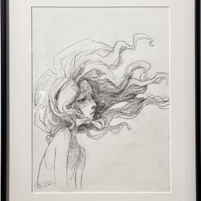Fine Art Drawings, Tête bouclée profil, Valérie Hadida