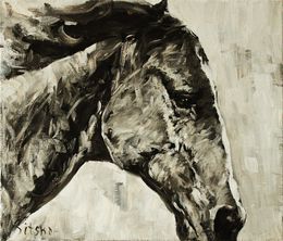 Painting, Black and White V. Horse., Andrei Sitsko