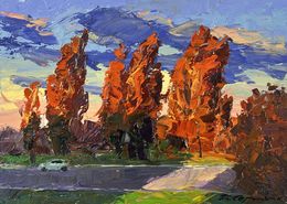 Peinture, Autumn Poplars, Boris Serdyuk