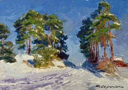Gemälde, Winter Christmas Trees, Boris Serdyuk