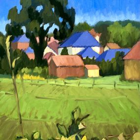 Painting, Mesnières-en-Bray par beau temps, Barbara Petit Lisy