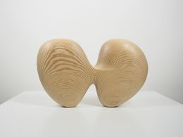 Sculpture, Bipod No.16 - Abstract Wood Sculpture - Freestanding, Buffed, Mike Sasaki