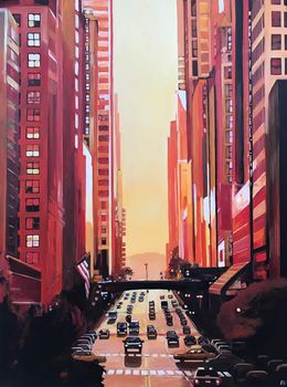 Gemälde, New York Sunshine Golden Glow, Angela Wakefield
