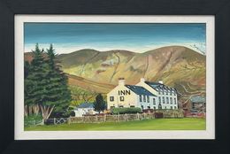 Pintura, Painting of the Wasdale Head Inn in Lake District England, Angela Wakefield