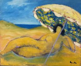 Painting, Baigneuse au parasol, Claude Balta