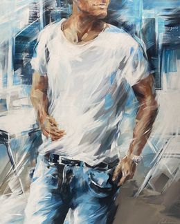 Painting, Blanc Turquoise, Murielle Vanhove