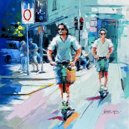 Painting, A trottinette, Sylvie Gerard