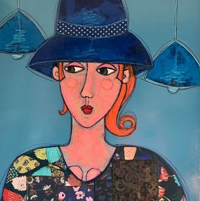 Gemälde, Buste au chapeau bleu, Patricia Simsa