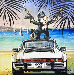 Gemälde, Mr Monopoly et sa Porsche 911 sur la côte d'Azur, Patrick Cornée