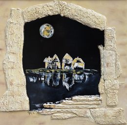Painting, Maisons au clair de terre, Moris Lutin
