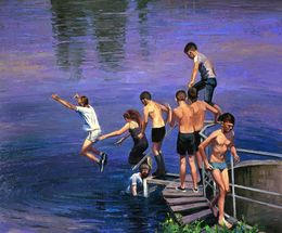 Peinture, Children are Relaxing by the River, Boris Serdyuk