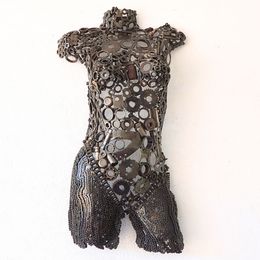 Sculpture, Buste Femme Métal Recyclé – Recycled Metal Female Bust, Omar Aoufia