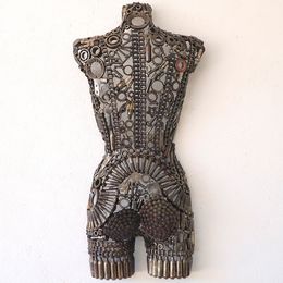 Sculpture, Buste Femme Métal Recyclé – Recycled Metal Female Bust, Omar Aoufia