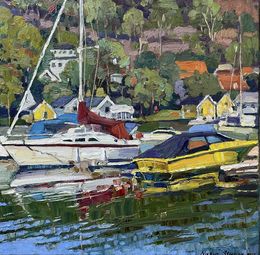 Painting, Yellow boat in Paddehavet, Nadezda Stupina
