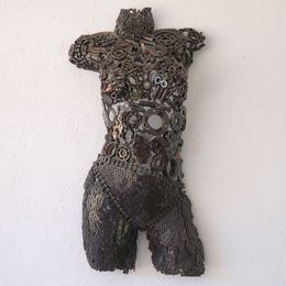 Sculpture, Buste Femme Métal Recyclé, Omar Aoufia