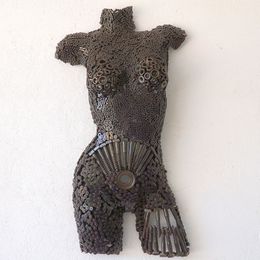 Sculpture, Buste Femme Métal Recyclé, Omar Aoufia