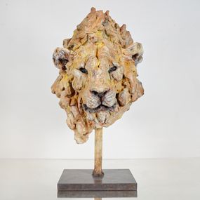 Sculpture, Felis - Tête de lion - Bronze, Ronceval