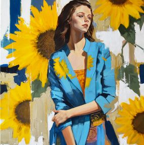Painting, A portrait with sunflowers, Serghei Ghetiu