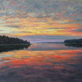 Painting, The Evening Lake, Nikolay Dmitriev