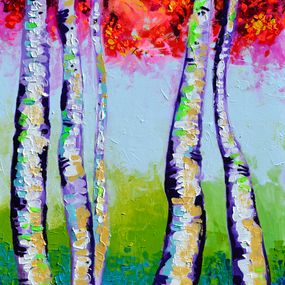 Pintura, Autumn Magic Red Leaves Birch Forest, Tiberiu Soos