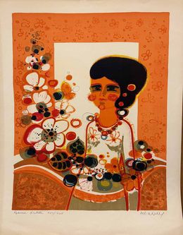 Drucke, Jeune fille aux fleurs, Frédéric Menguy