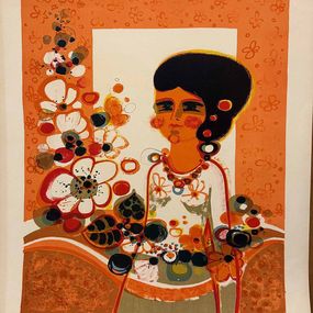 Drucke, Jeune fille aux fleurs, Frédéric Menguy