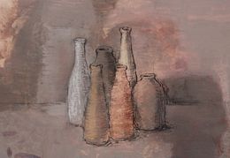 Painting, Bouteilles roses et beiges, Lucie Geffré