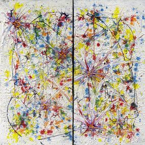 Pittura, Jour étoilé - Diptyque, Série Synapses, explosion de couleurs, Marc Michon
