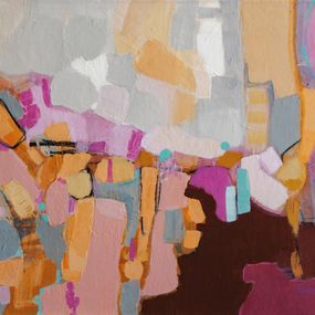 Painting, Pink orange - Abstraction graphique colorée, Jacqueline Faubert