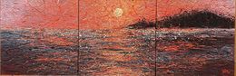 Gemälde, Flames of the Sky - triptych ready to hang, Nadin Antoniuk