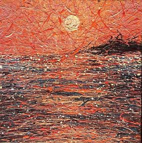 Pintura, Flames of the Sky - triptych ready to hang, Nadin Antoniuk