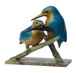 Sculpture, Couple de Martins pêcheurs, Jean Lemonnier