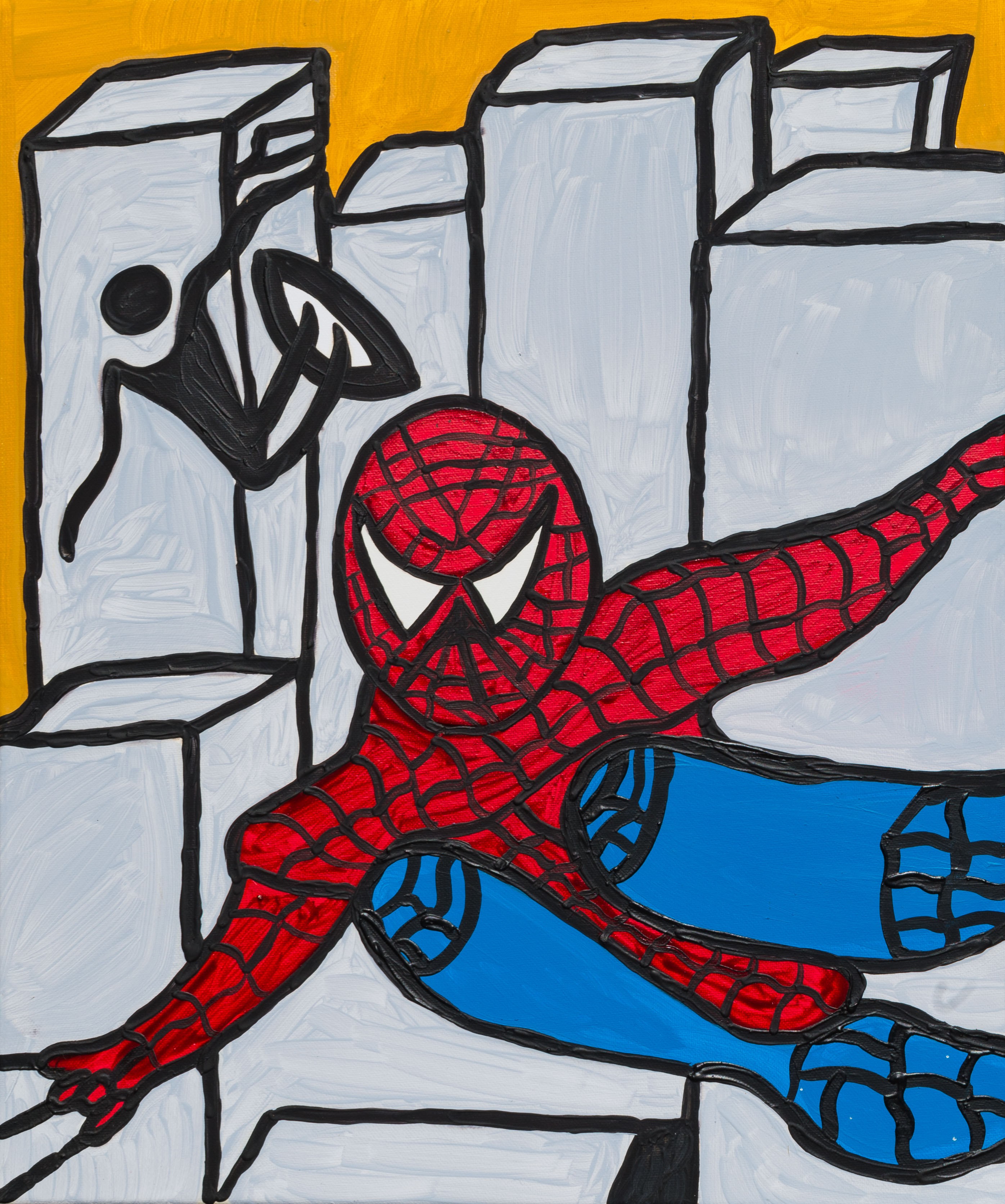 Spiderman in action above the rooftops of New York City - Spider-Man Kids  Coloring Pages