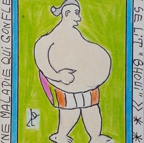 Dessin, Une maladie qui gonfle le ventre, Frédéric Bruly Bouabré