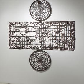 Sculpture, Oil Drum Map of the World #1, Cal Lane