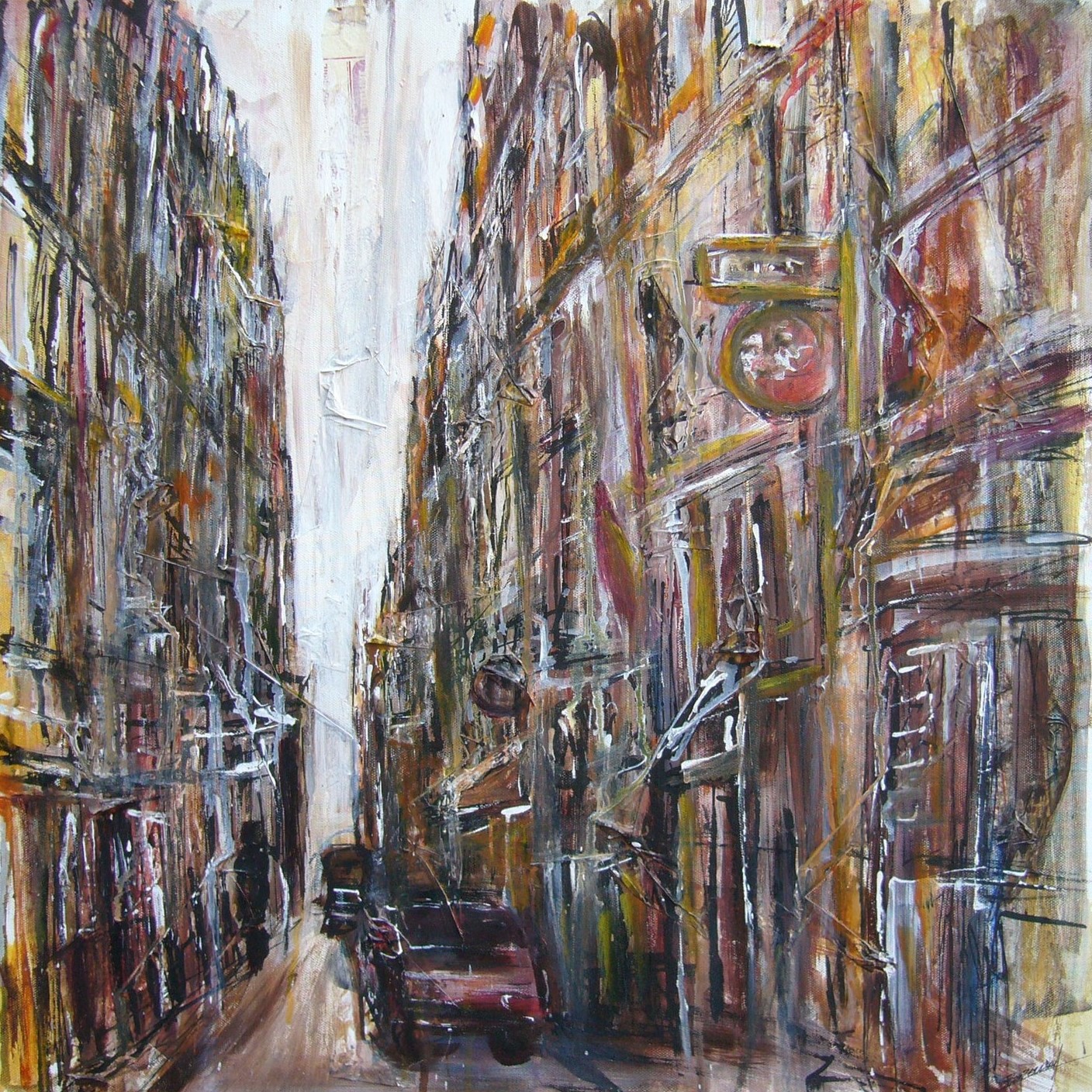 Bernadette Broussal, Perspective avec voitures Bernadette Broussal, Perspective avec voitures
